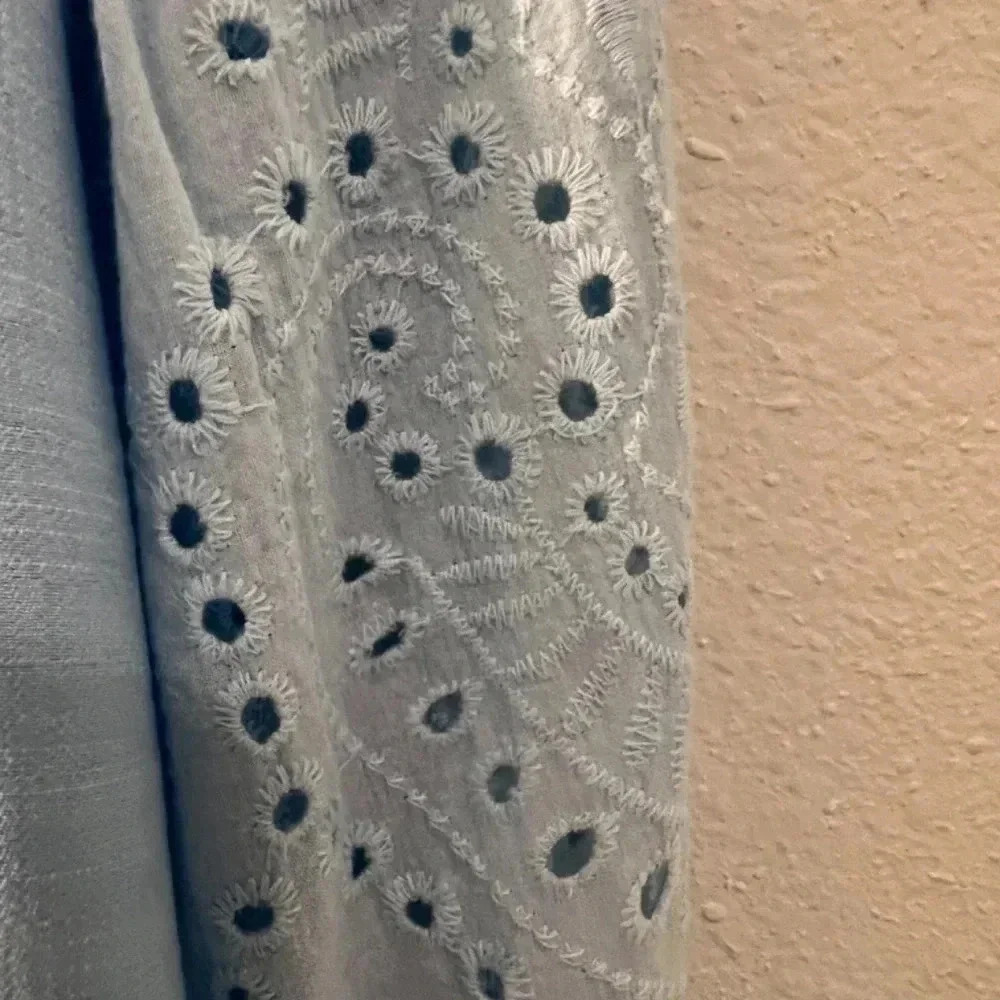 Baby Blue Top with Lace Hole Sleeves Size Small - Picture 2 of 10
